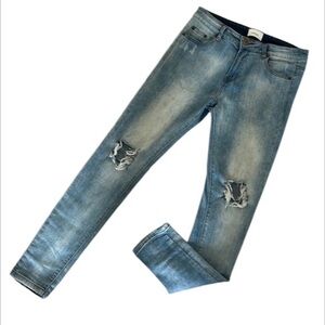 URKOOL men’s size 30 distressed skinny jeans light wash stretch